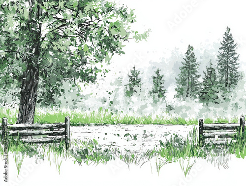 Nature sketch: A serene dep...