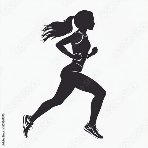 woman running silhouette , ...