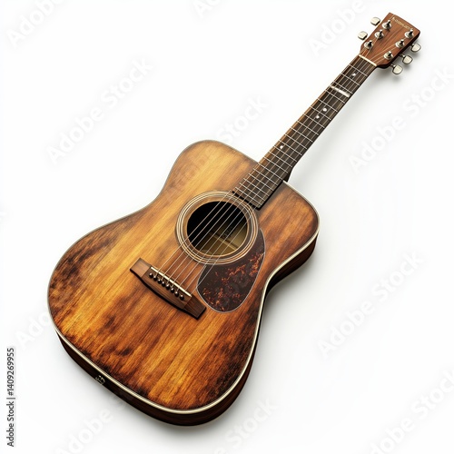 Handmade Acoustic Guitar Close-Up: Classic Wooden Strings for Music Lovers and Musicians