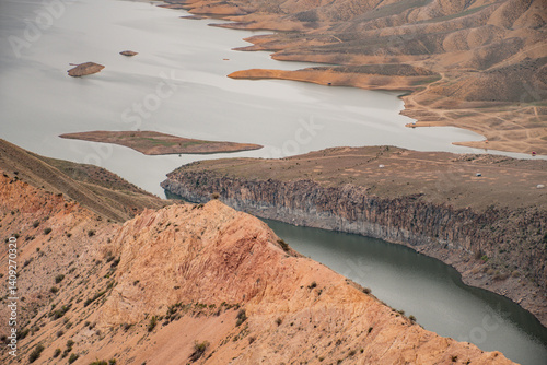 aerial view of the river in the desert