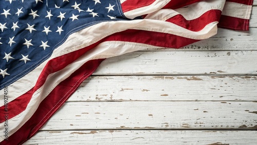 American Flag on Rustic Wooden Background – Patriotic USA Theme for Memorial or Independence Day
