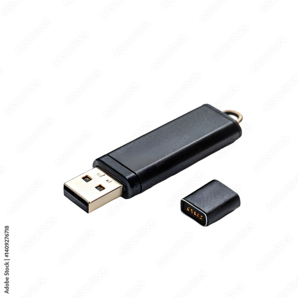 USB Flash Drive: High-Capacity Data Storage on transparent background USB Flash Drive: High-Capacity Data Storage on transparent background
