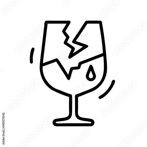 Broken glass symbolizing pain and fragility in minimalistic style  