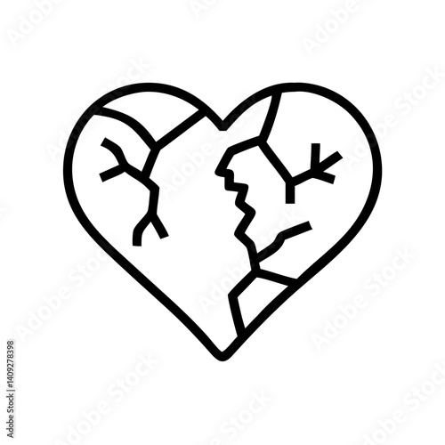 Broken Heart Icon Emphasizing Emotional Distress in Minimalist Style  