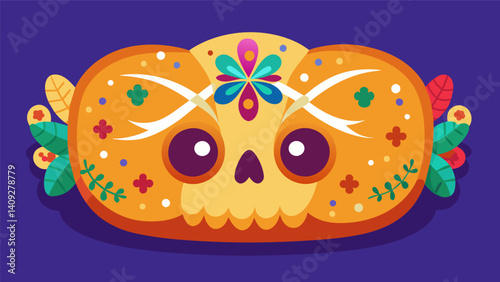 D a de los Muertos bread shaped like bones and decorated with colorful sugar is a tasty and symbolic treat at the festival.. Vector illustration