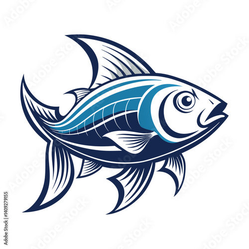 Aquatic vector fish illustration, a marine animal on white
