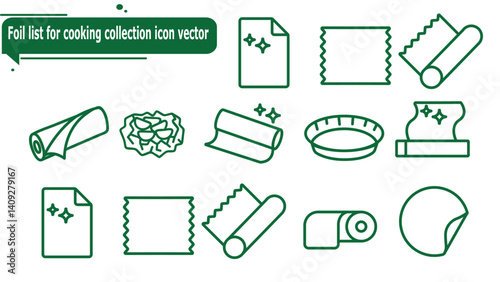 Foil list for cooking collection icon vector