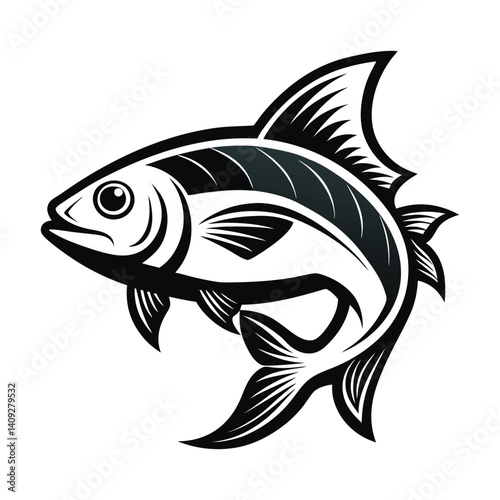 A vector cartoon fish illustration, a marine symbol of underwater nature