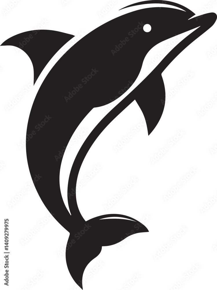 Obraz premium Dolphin silhouette vector art with white background 