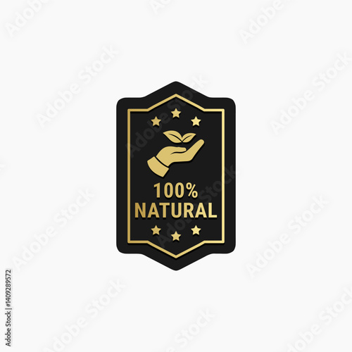 100% Natural products label vector isolated. Organic ingredients green label stamp. 100% natural ingredients, organic bio pharmacy and natural skincare cosmetic product.