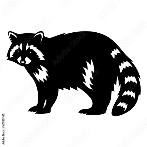 A Striking Black and White Silhouette of a Raccoon