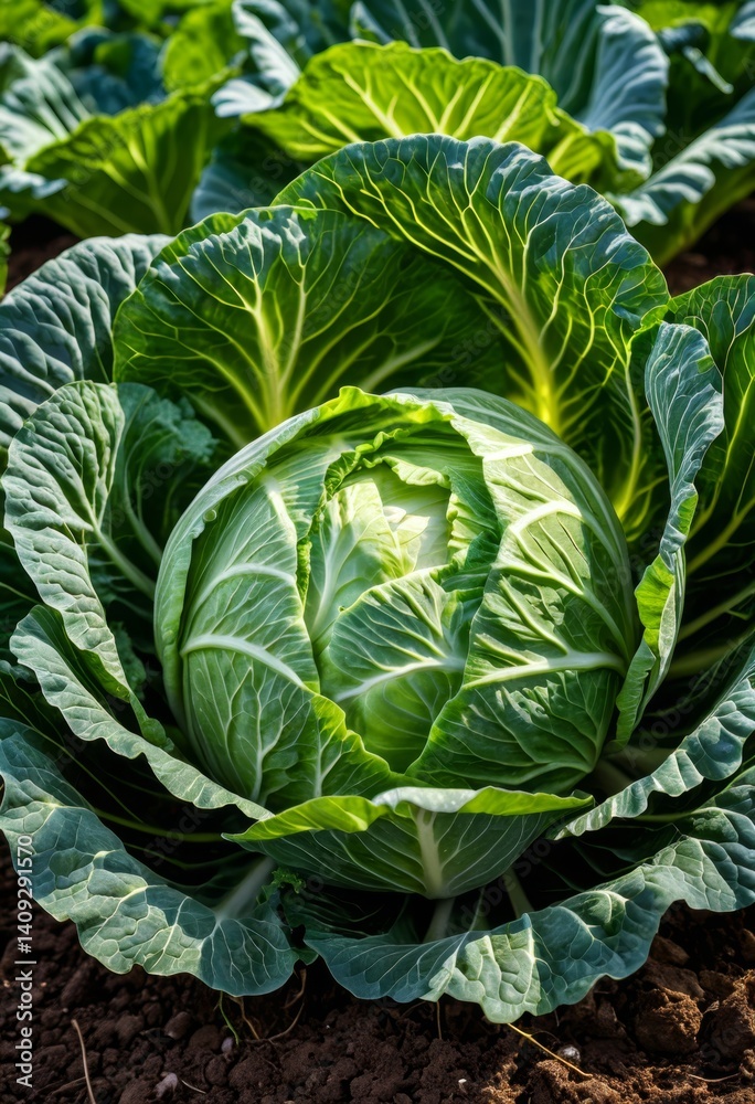 Obraz premium Close-up of whole cabbage on a field