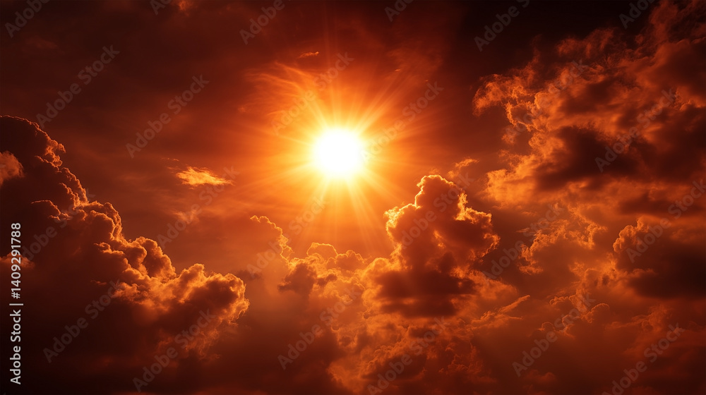 Fototapeta premium The sun is shining brightly in the sky