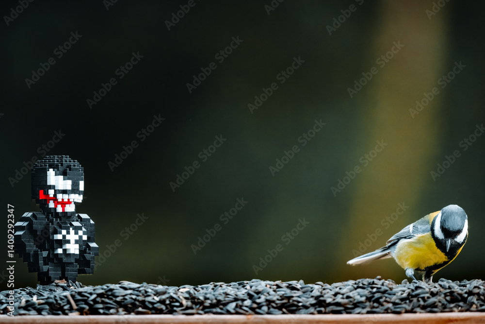Fototapeta premium Little tit and lego venom