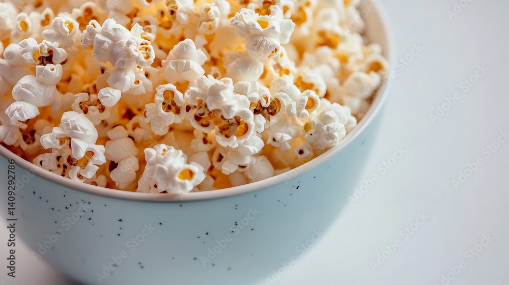 Epicurean treat bowl of fluffy crispy popcorn isolated on a seamless white background Epicurean treat bowl of fluffy crispy popcorn isolated on a seamless white background