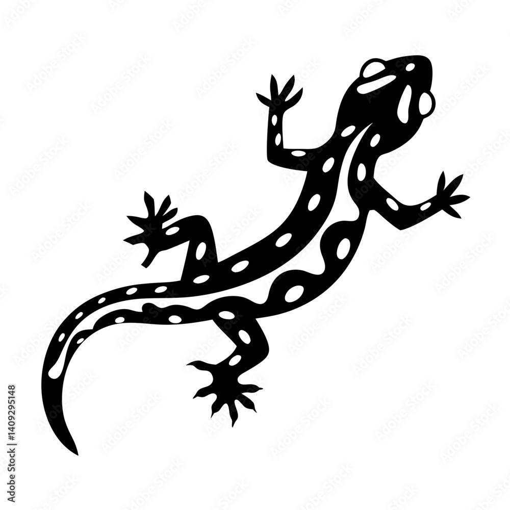 Fototapeta premium Stylized Black and White Gecko Lizard Reptile Illustration Graphic Design
