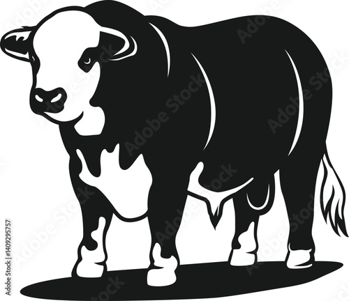 Hereford silhouette logo design concept of cattle farming vector illustration