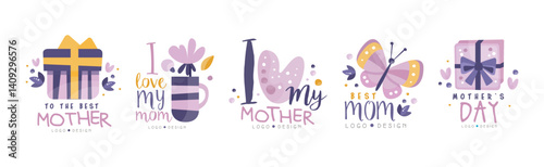 Best Mom Logo and Label Design Vector Set