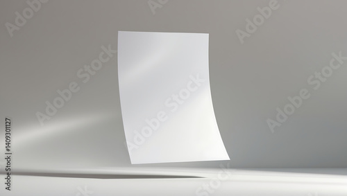 Floating Blank Sheet of Paper A floating sheet of paper suitable for mockups or promotional designs
