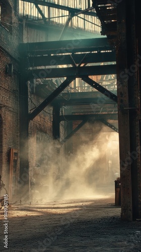 Constructing resilient steel structure with crossbeam supports industrial site architectural design urban environment high fidelity concept