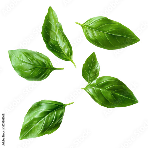 seasoning herb fresh leaves basil isolated on transperent background