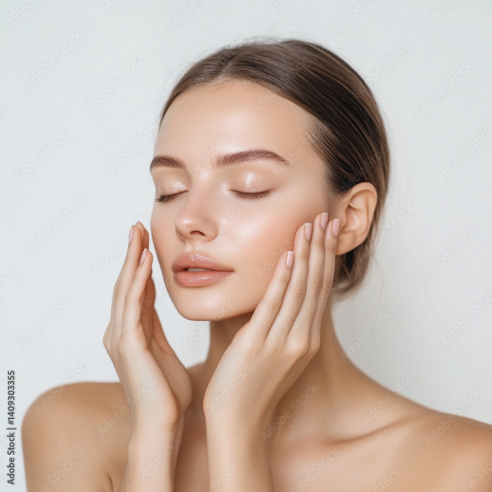 Beauty Portrait. Beautiful Spa Woman Touching her Face. Perfect Fresh Skin. Pure Beauty Model Girl.
Beauty Portrait. Beautiful Spa Woman Touching her Face. Perfect Fresh Skin. Pure Beauty Model Girl.
