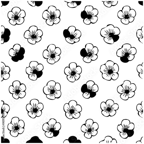 Elegant Monochrome Floral Pattern Background