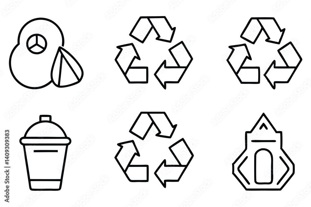 Obraz premium recycling symbol line art green sustainability vector image