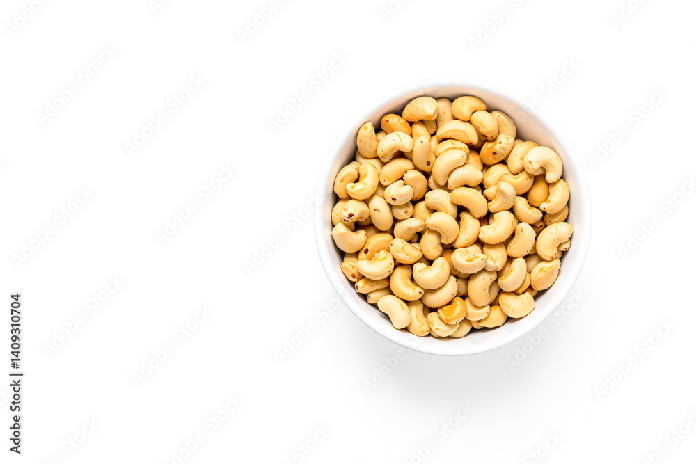 white bowl filled with roasted cashews white bowl filled with roasted cashews