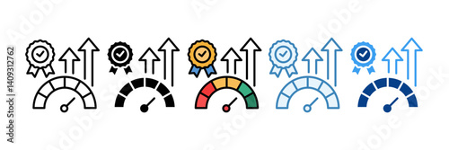 Quality Performance  Icon Set Multiple Style Collection