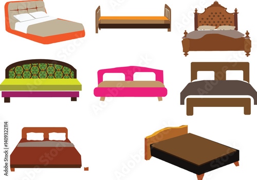 furniture icons set BEDS.