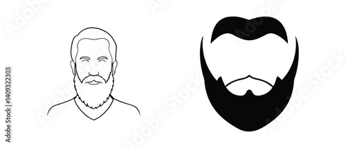 Beard Silhouette Icon Set: Minimalist and Bold Grooming Design