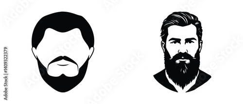 Beard Silhouette Icon Set: Minimalist and Bold Grooming Design
