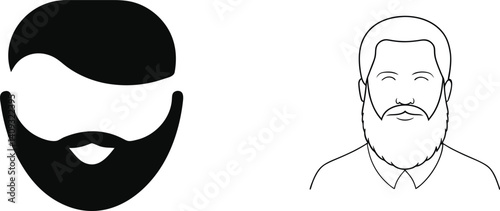 Beard Silhouette Icon Set: Minimalist and Bold Grooming Design