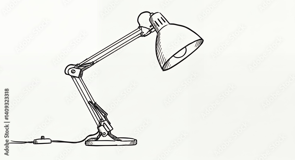 Obraz premium Adjustable desk lamp line drawing illustration
