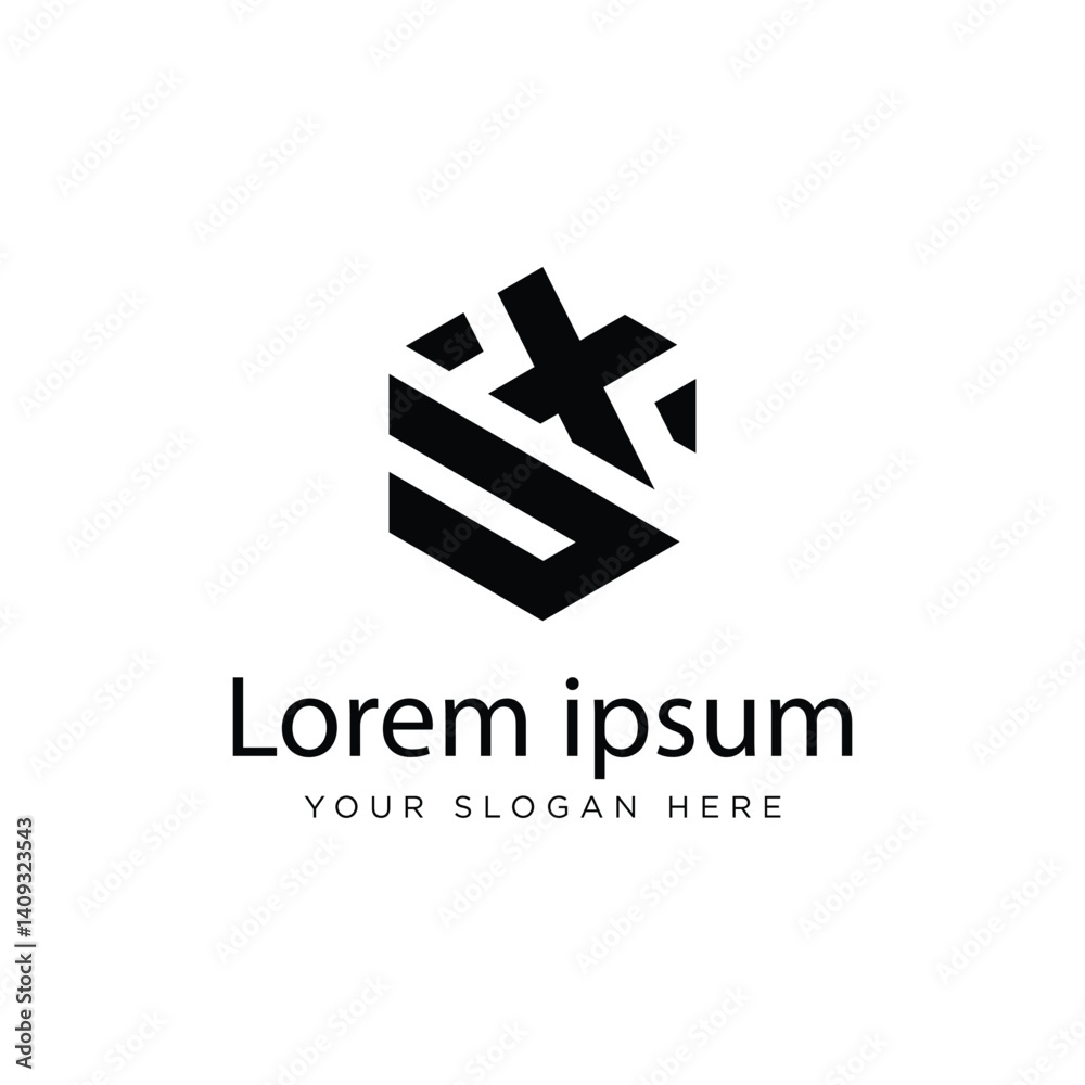 Fototapeta premium Initial UX Logo Polygon Shape Letter logo Design white background