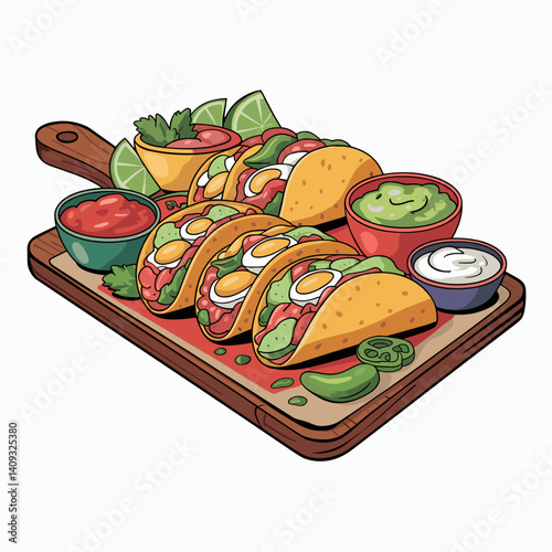 Mexican Breakfast Taco Platter with Guacamole and Salsa