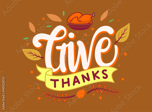 Give thanks lettering vector illustration