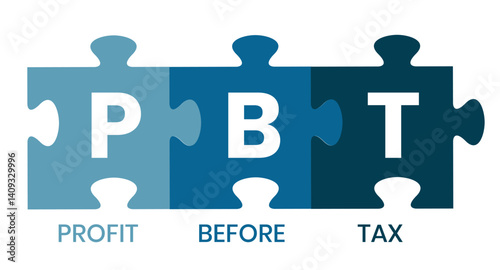 PBT - profit before tax. acronym business concept. vector illustration concept with keywords and icons. lettering illustration with icons for web banner, flyer, landing page, presentation