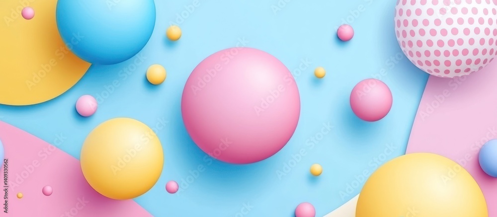 Pastel Geometric Composition Featuring Spheres and Slices in Soft, Muted Hues Pastel Geometric Composition Featuring Spheres and Slices in Soft, Muted Hues