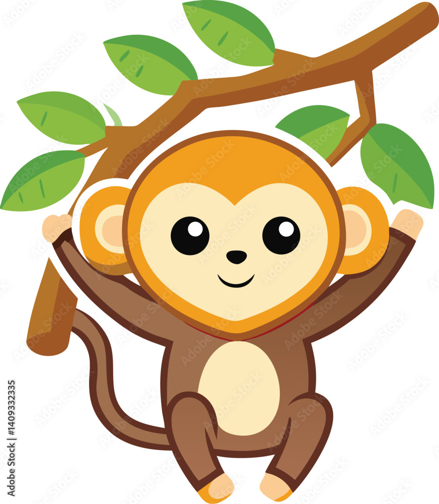Naklejka premium Monkey hanging from tree