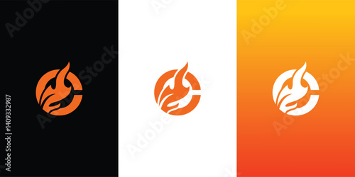 fire flame initial letter C vector design logo inspiration template	