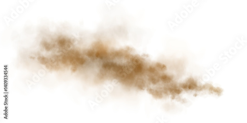 This is an illustration showcasing sandy smoke clouds that contain fine dust particles, set on a transparent background