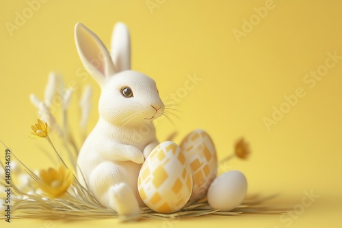 Wallpaper Mural tabletop composition with easter eggs and bunny on light calm background Torontodigital.ca