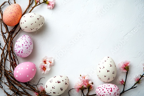 Wallpaper Mural tabletop arrangement with easter eggs on a light calm background Torontodigital.ca