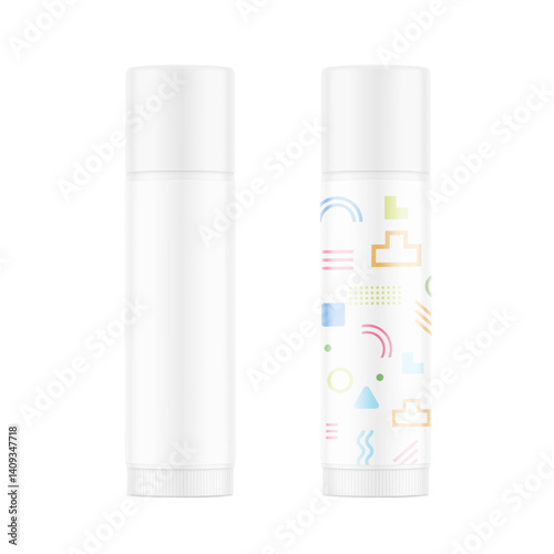 Lipstick care mockup. Front view. Vector illustration isolated on white background. Can be use for your design, advertising, promo and etc. EPS10.