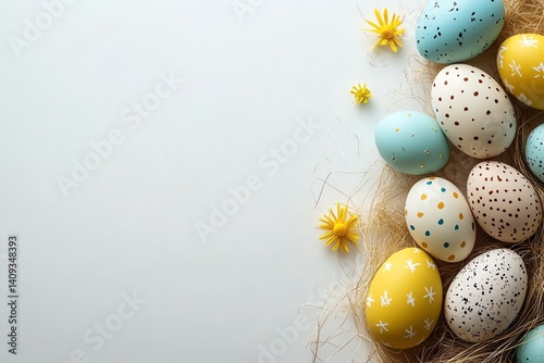 Wallpaper Mural tabletop arrangement with easter eggs on a light calm background Torontodigital.ca