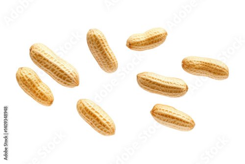 Whole Peanuts Arranged on a Transparent Background for Culinary Presentation and Snack Preparation