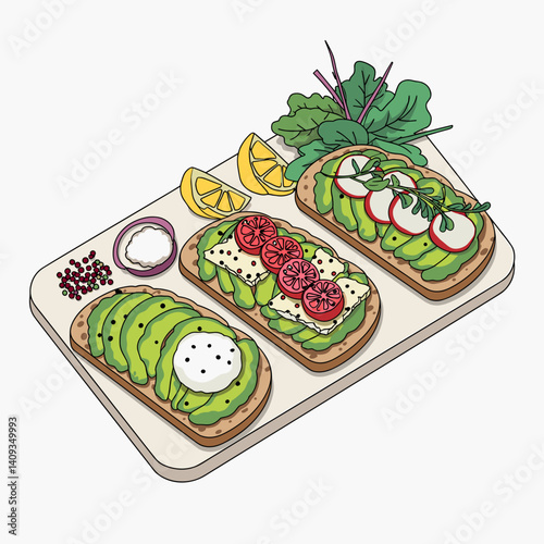 Avocado Toast Variety Board with Fresh Toppings