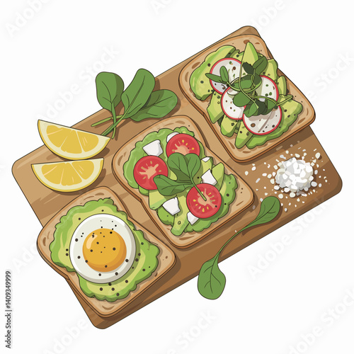 Avocado Toast Variety Board with Fresh Toppings